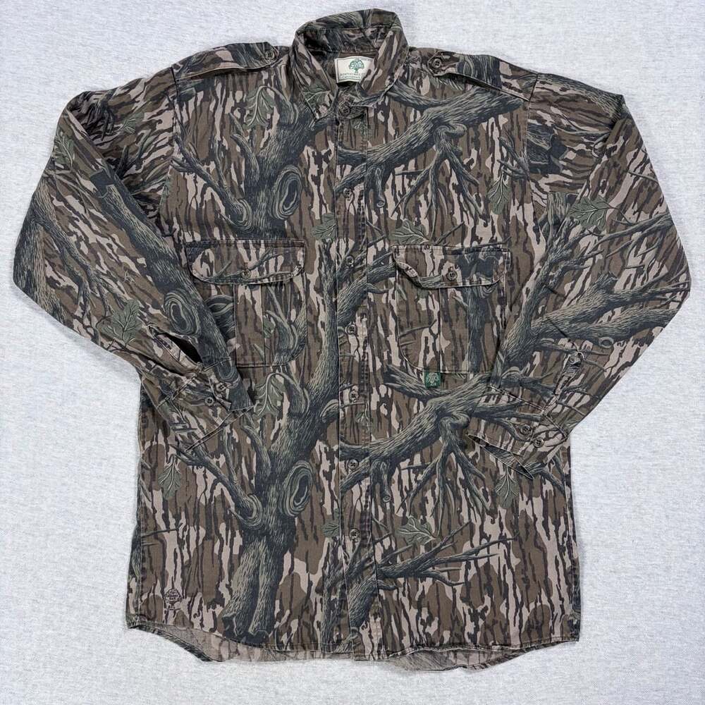 Mossy Oak Long Sleeve Button Up Shirt Camo Hunting USA